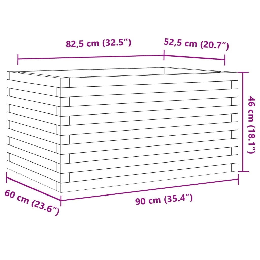 Vrtna sadilica bijela 90x60x46 cm od masivne borovine