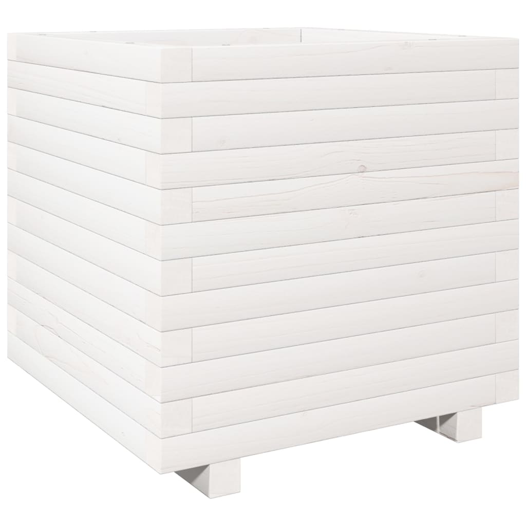 Vrtna sadilica bijela 50 x 50 x 49,5 cm od masivne borovine