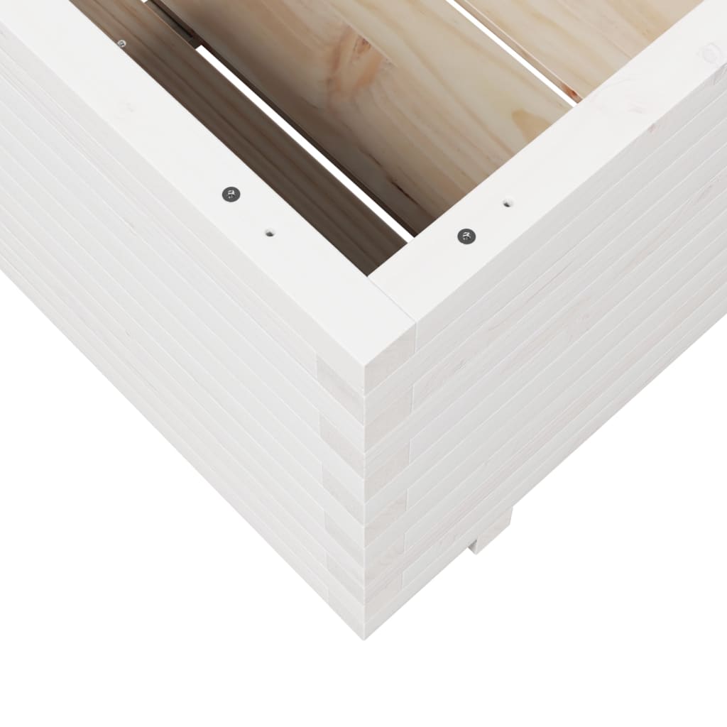 Vrtna sadilica bijela 80x80x49,5 cm od masivne borovine