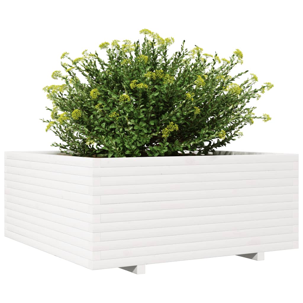 Vrtna sadilica bijela 110x110x49,5 cm od masivne borovine