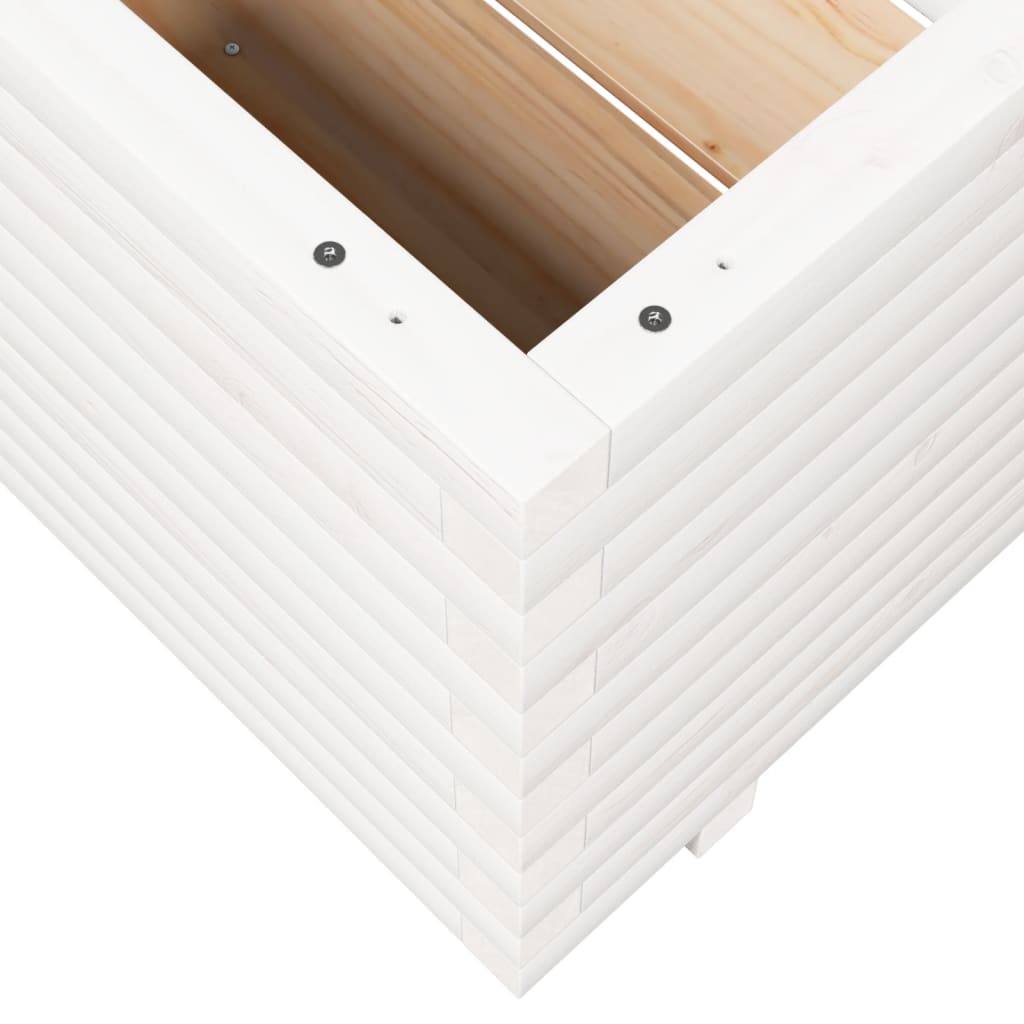 Vrtna sadilica bijela 110x110x49,5 cm od masivne borovine