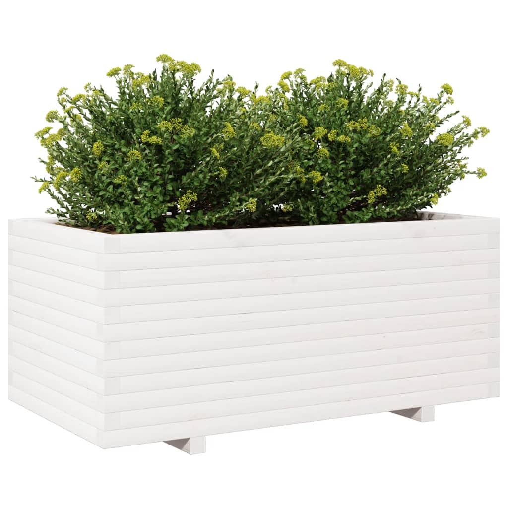 Vrtna sadilica bijela 110x60x49,5 cm od masivne borovine