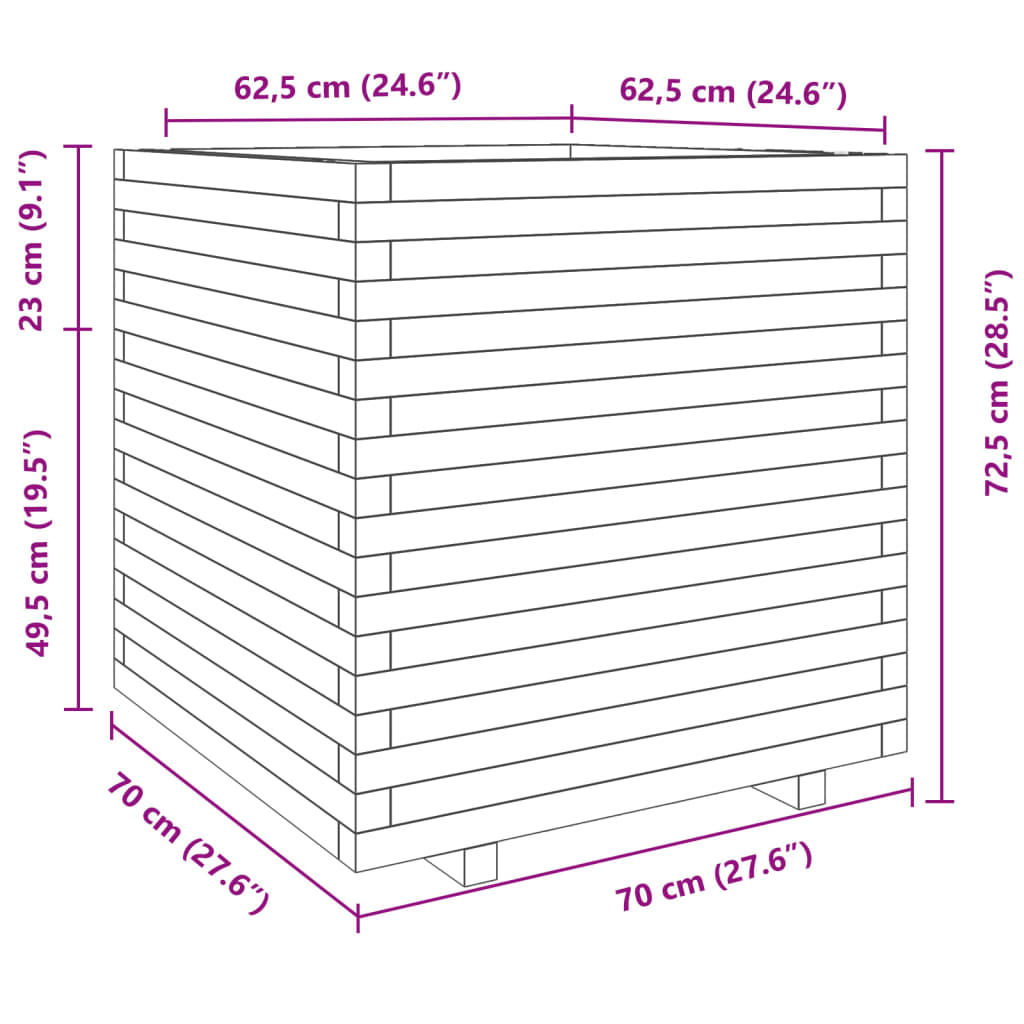 Vrtna sadilica 70x70x72,5 cm od masivnog drva duglazije