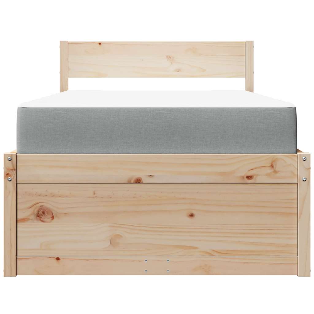 Krevet s ladicama i madracem 90 x 200 cm od borovine