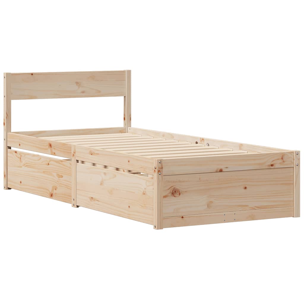 Krevet s ladicama i madracem 90 x 200 cm od borovine