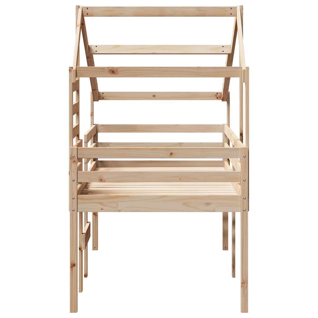 Visoki krevet s krovom 90 x 200 cm od masivne borovine