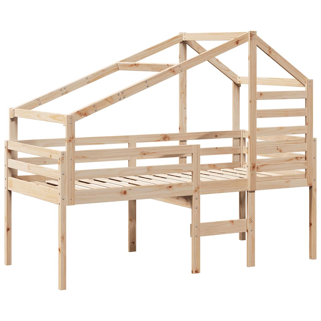 Visoki krevet s krovom 90 x 190 cm od masivne borovine