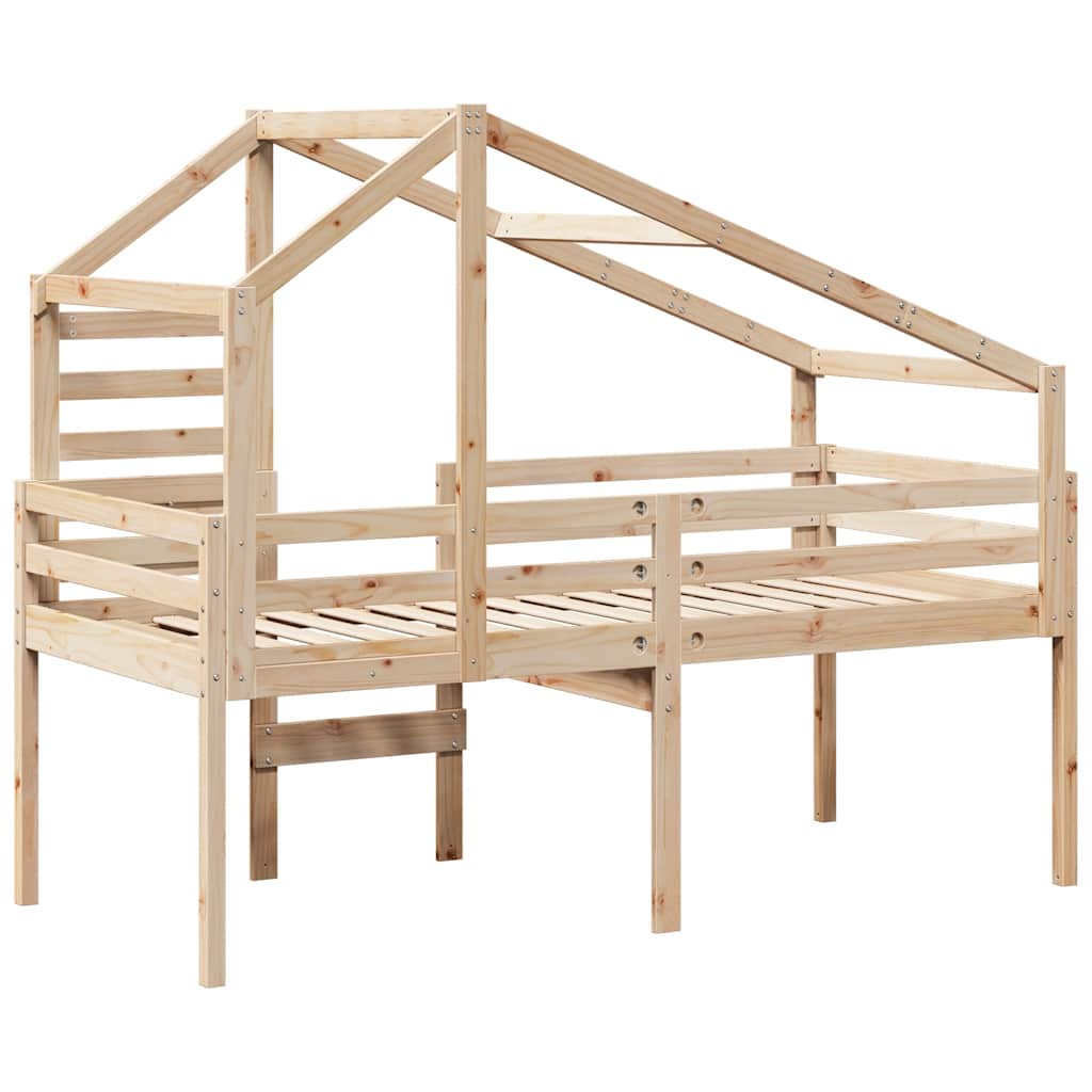Visoki krevet s krovom 90 x 190 cm od masivne borovine