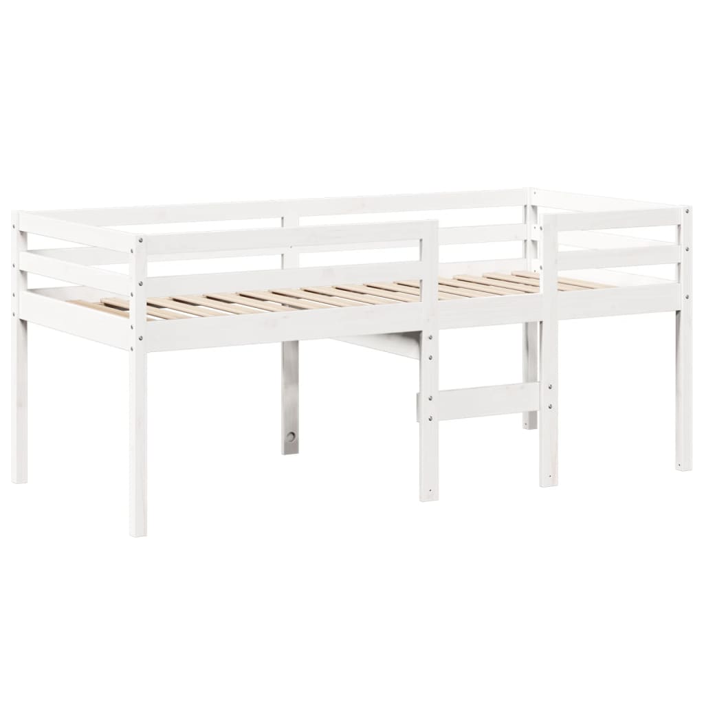 Visoki krevet s krovom bijeli 75 x 190 cm od masivne borovine