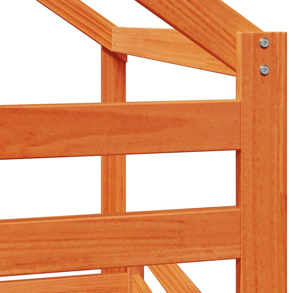 Visoki krevet s krovom voštano smeđi 75x190 cm masivna borovina
