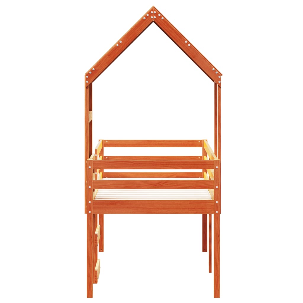 Visoki krevet s krovom voštano smeđi 80x200 cm masivna borovina