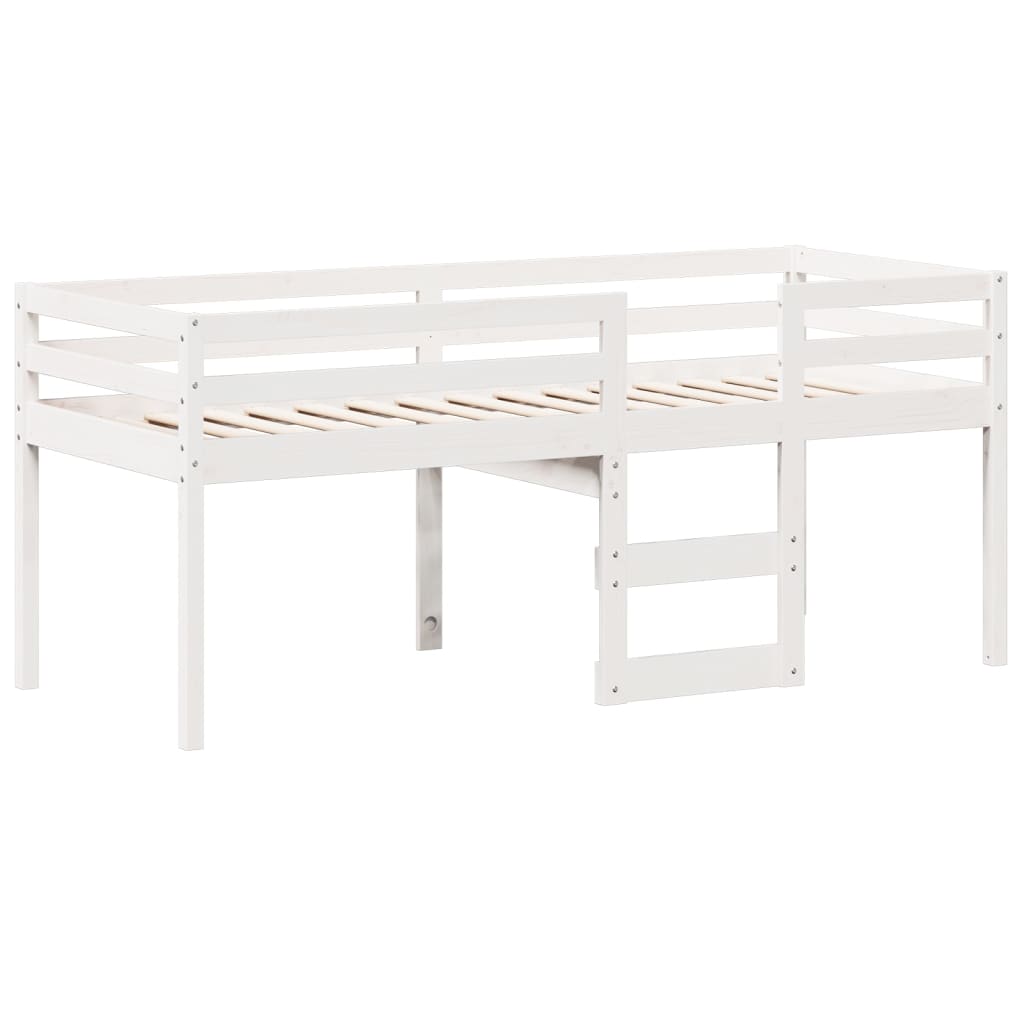 Visoki krevet s krovom bijeli 75 x 190 cm od masivne borovine