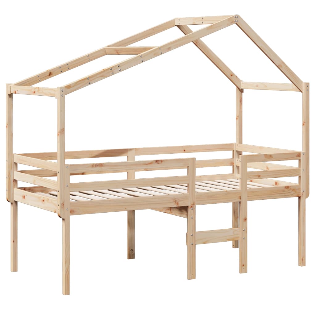 Visoki krevet s krovom 90 x 190 cm od masivne borovine