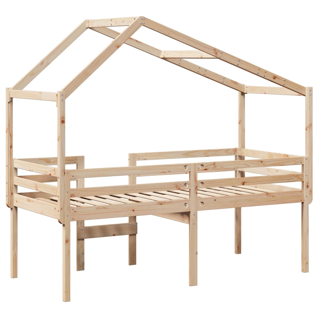 Visoki krevet s krovom 90 x 190 cm od masivne borovine