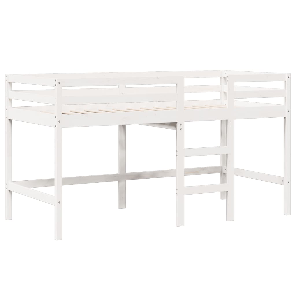Visoki krevet s krovom bijeli 90 x 190 cm od masivne borovine