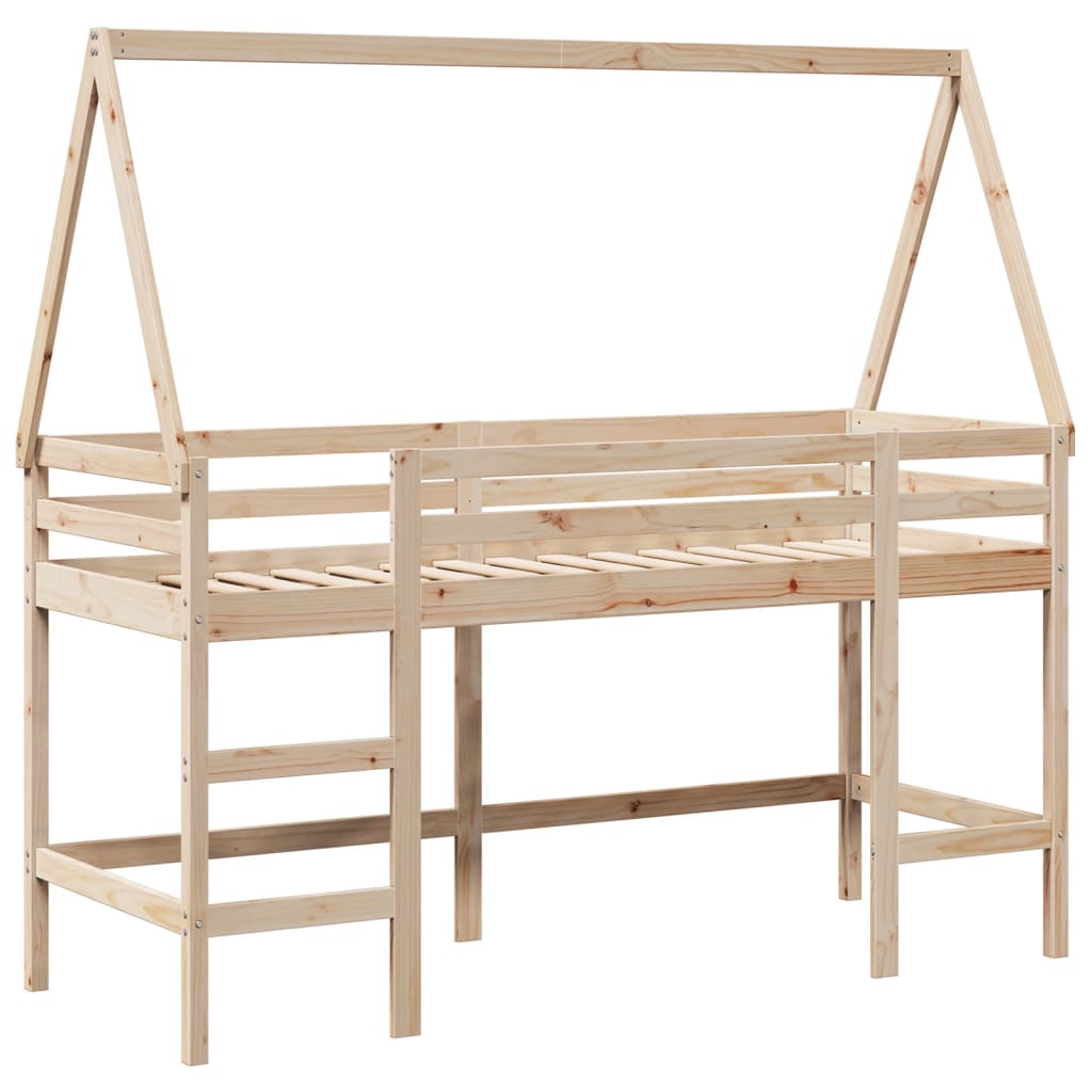 Krevet na kat s ljestvama i krovom 80x200 cm od borovine