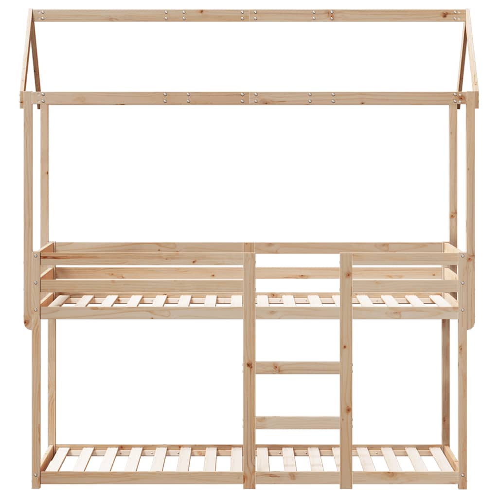 Krevet na kat s krovom 90 x 190 cm od masivne borovine