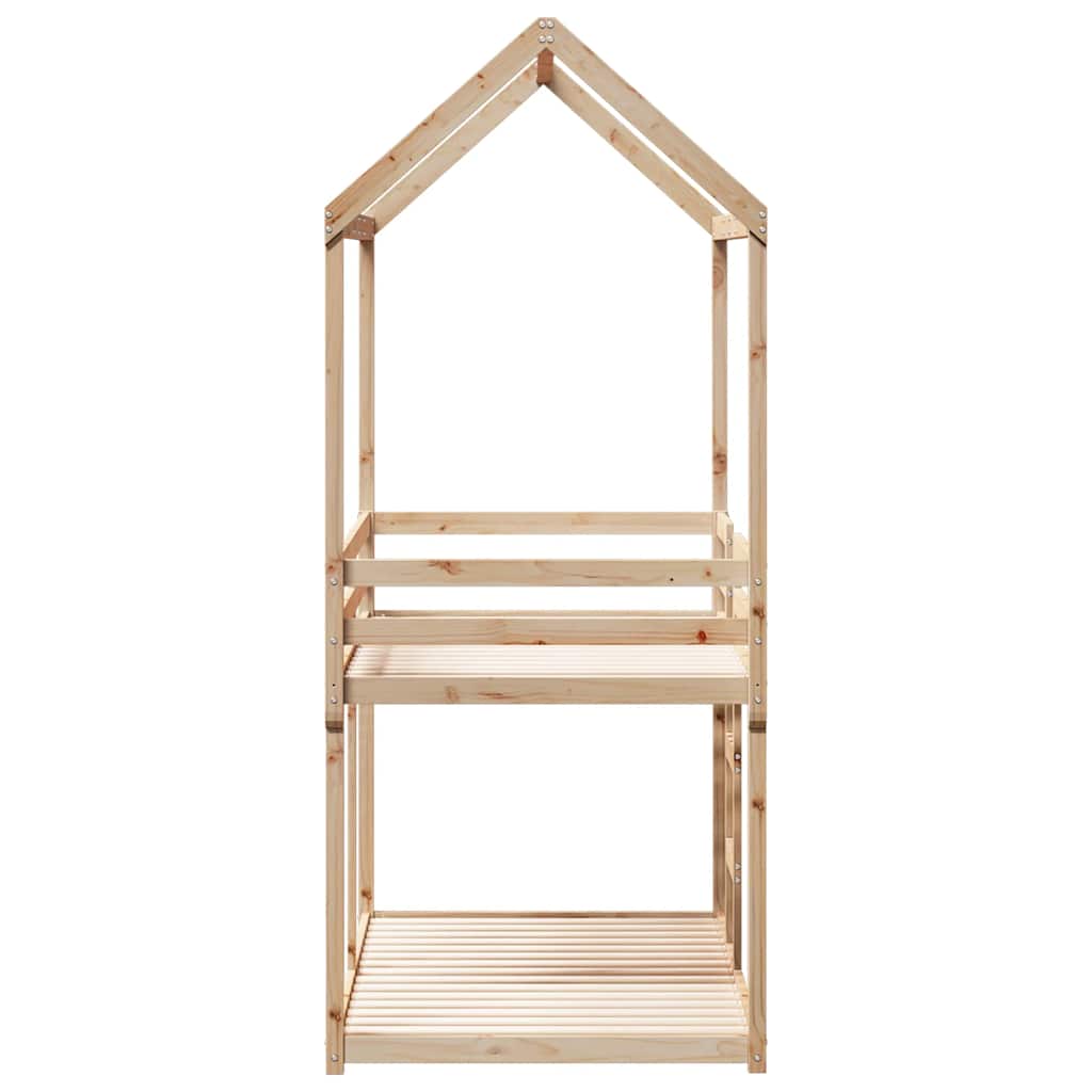 Krevet na kat s krovom 90 x 190 cm od masivne borovine