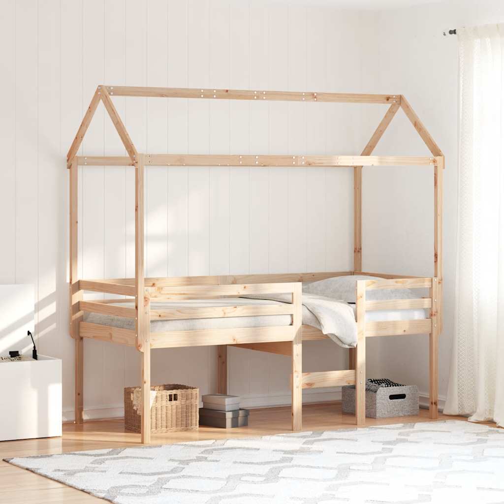 Visoki krevet s krovom 90 x 200 cm od masivne borovine