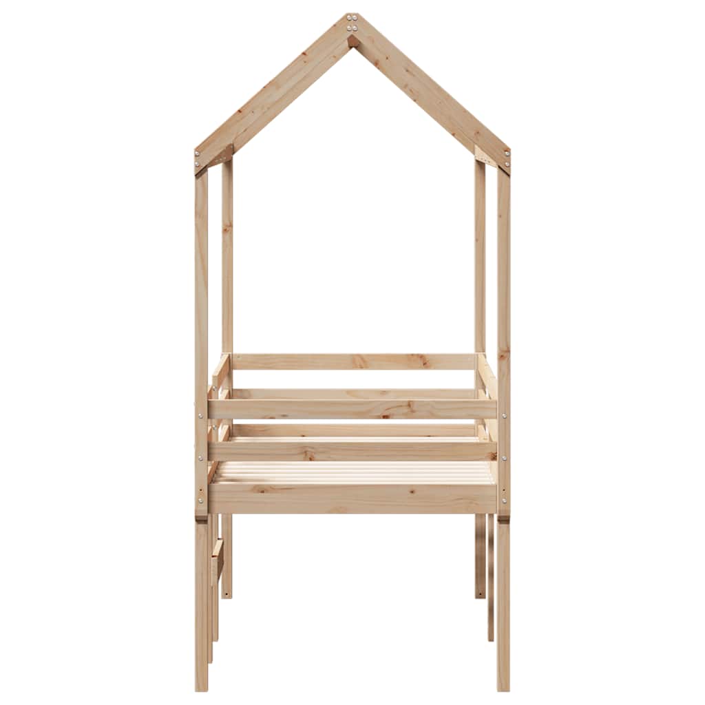 Visoki krevet s krovom 75 x 190 cm od masivne borovine