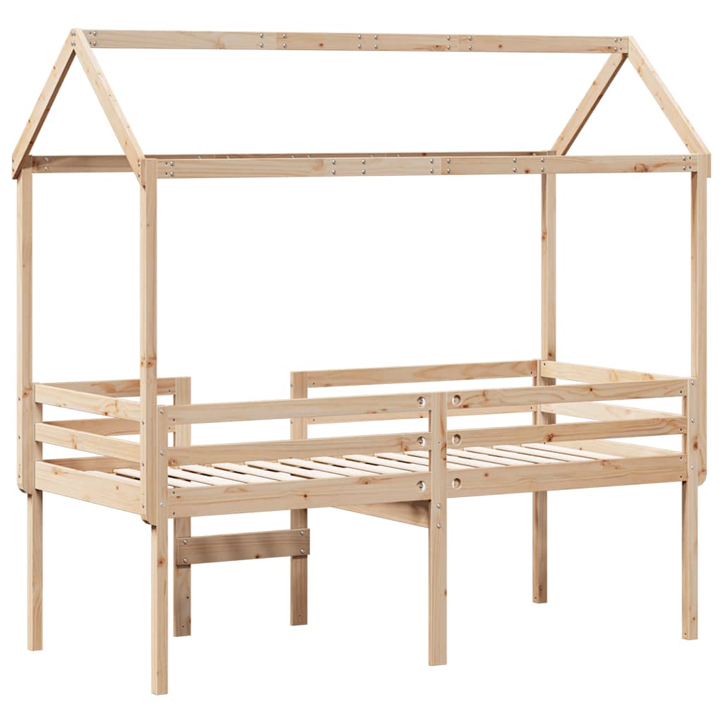 Visoki krevet s krovom 75 x 190 cm od masivne borovine
