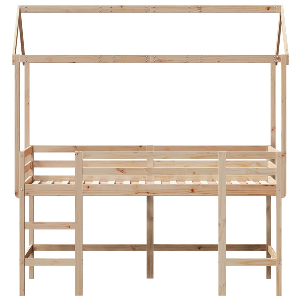 Krevet na kat s ljestvama i krovom 80x200 cm od borovine