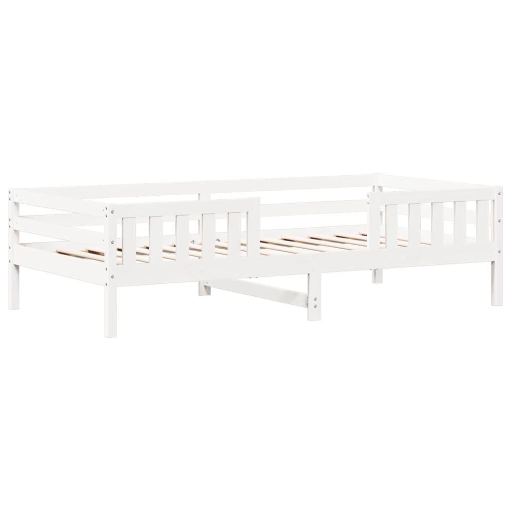 Set kreveta i klupe s krovom bijeli 75x190 cm puno drvo bor