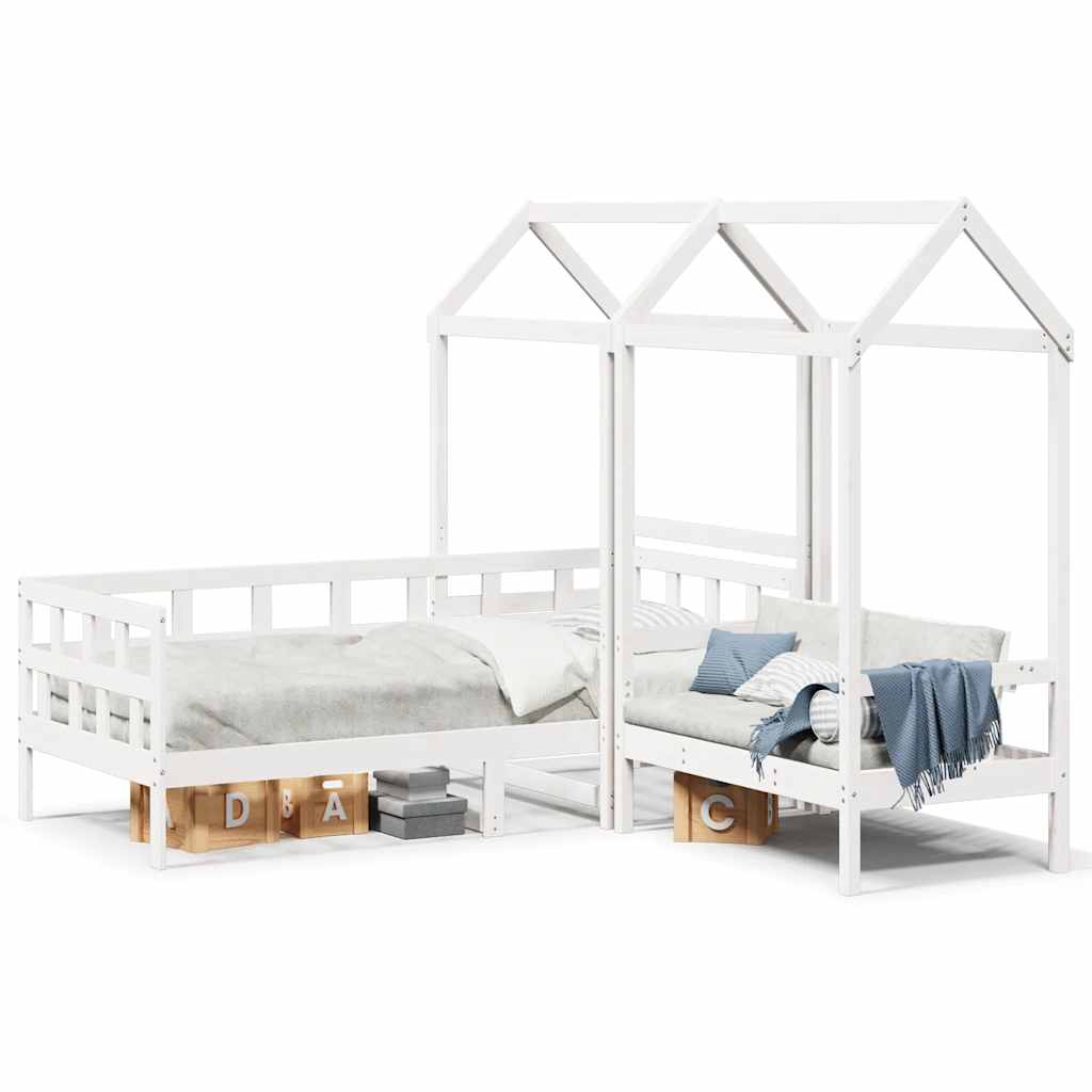 Set dnevnog kreveta s krovom 80x200 cm bijeli borovina
