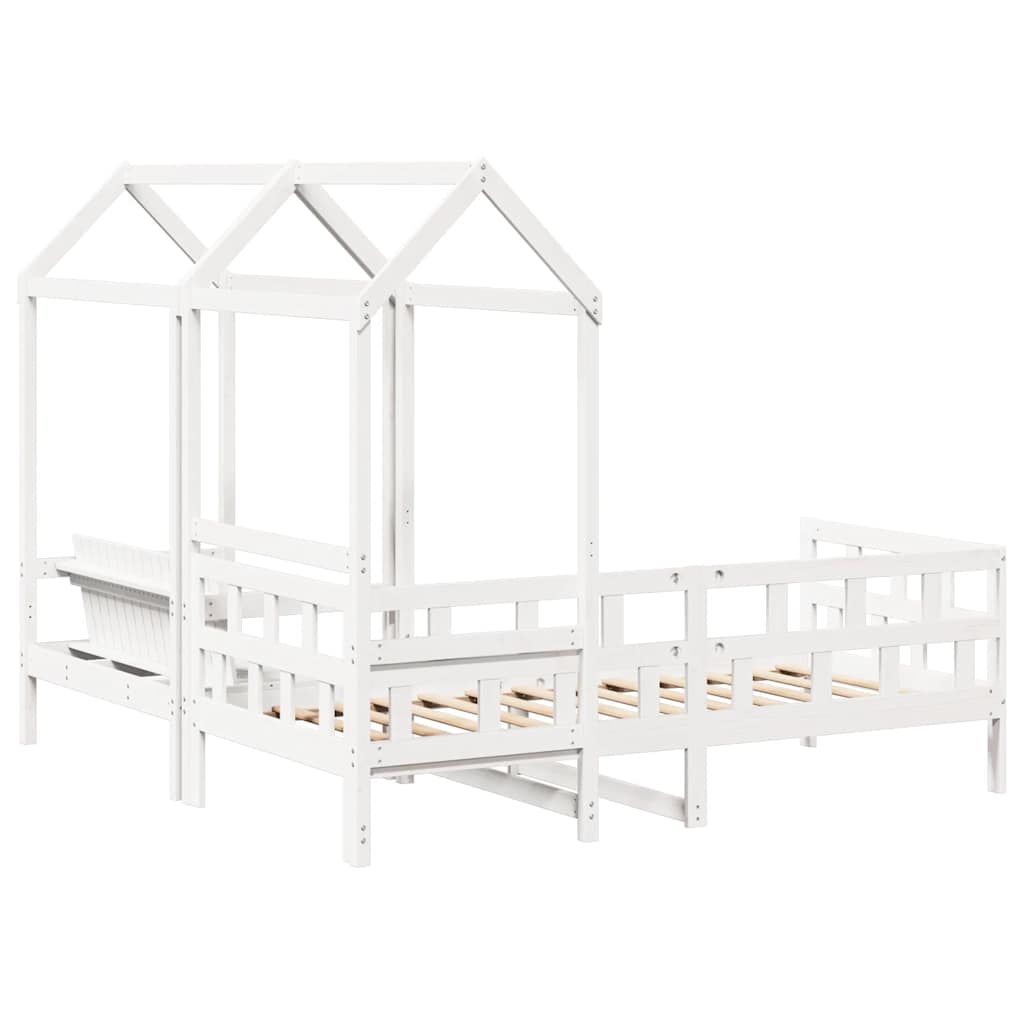 Set dnevnog kreveta s krovom 80x200 cm bijeli borovina