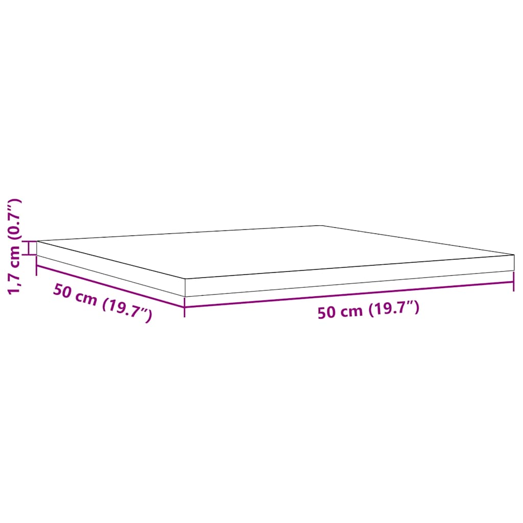 Ploča za stol 50 x 50 x 1,7 cm četvrtasta od masivne borovine