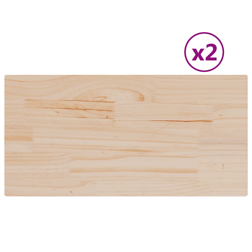 Stolne ploče 2 kom 80x40x2,5 cm od masivne borovine pravokutne