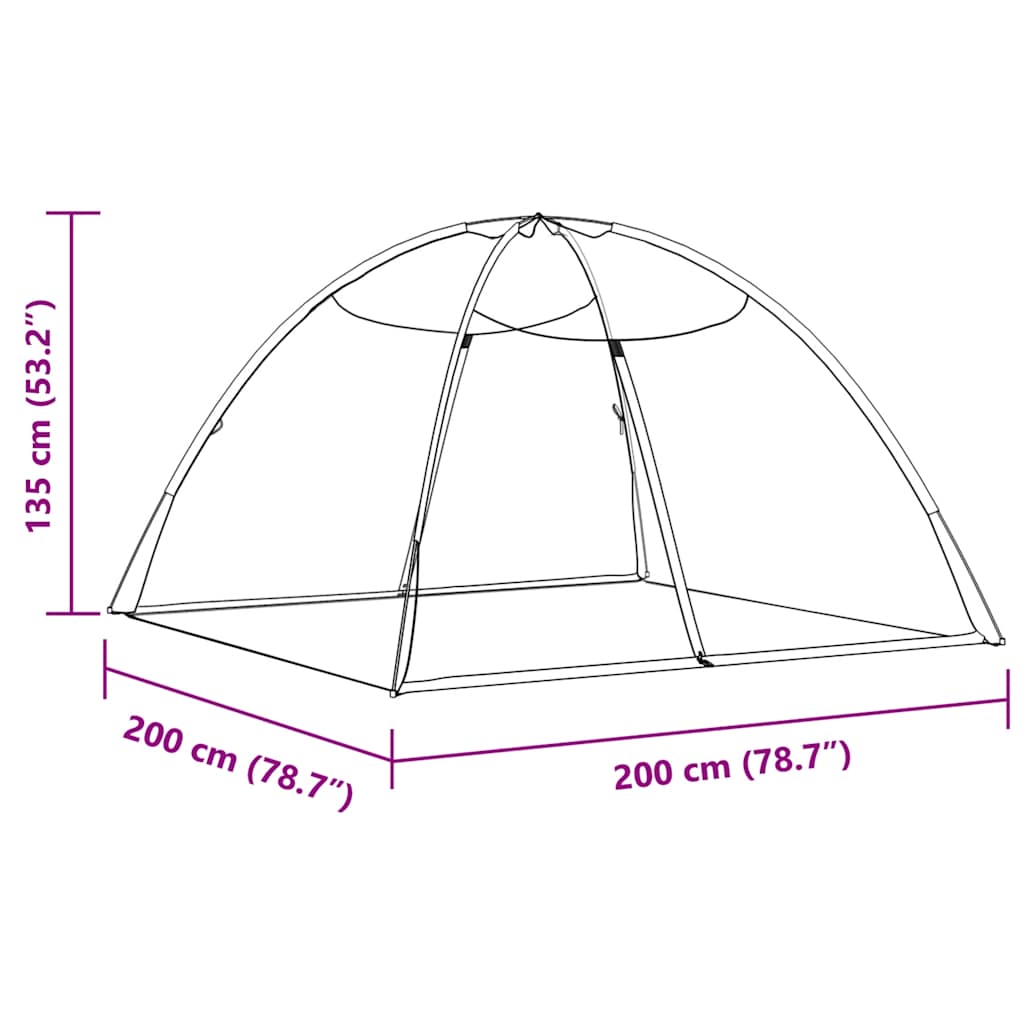 Komarnik Mongolia s vratima 220 mrežasti bijeli 200x200x135 cm
