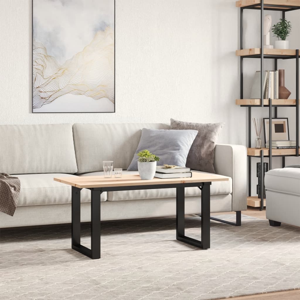 Stolić za kavu O-oblika 100x50x45cm borovina i čelik
