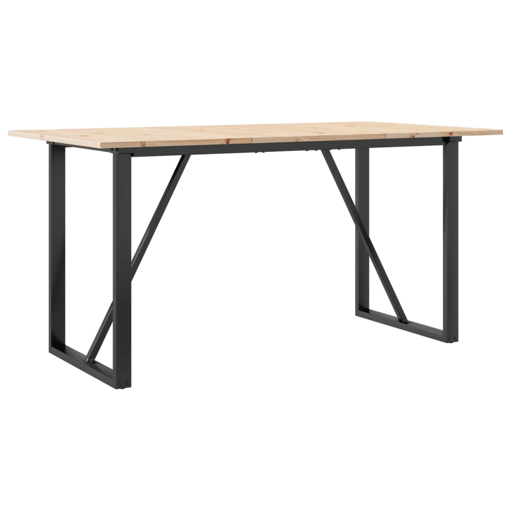 Blagovaonski stol O-oblika 140x80x75 cm od borovine i čelik