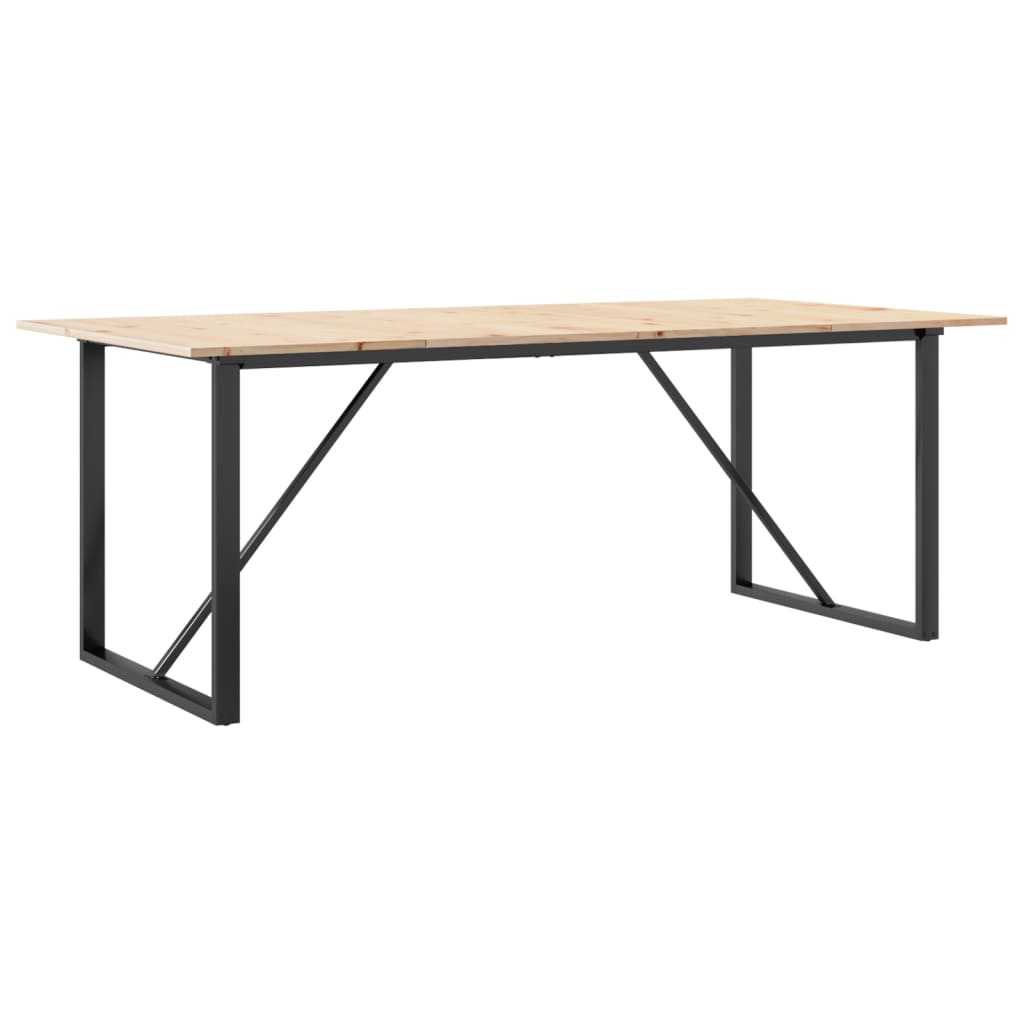 Blagovaonski stol O-oblika 200x100x75 cm od borovine i čelik