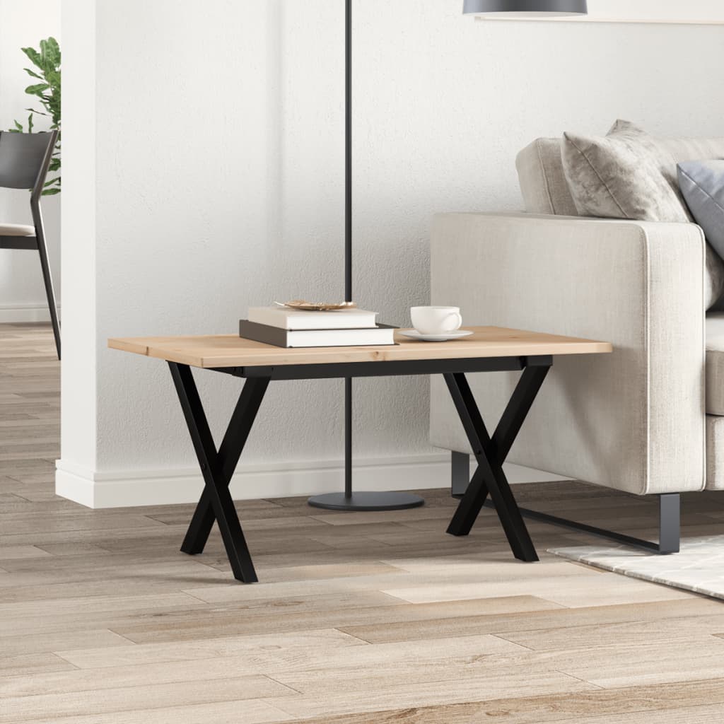 Stolić za kavu X-oblika 80x50x40 cm borovina i čelik