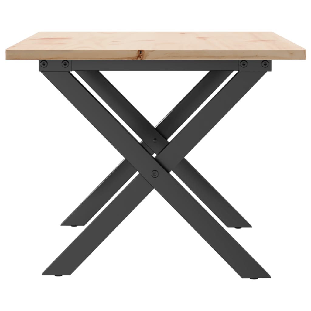 Stolić za kavu X-oblika 80x50x40 cm borovina i čelik