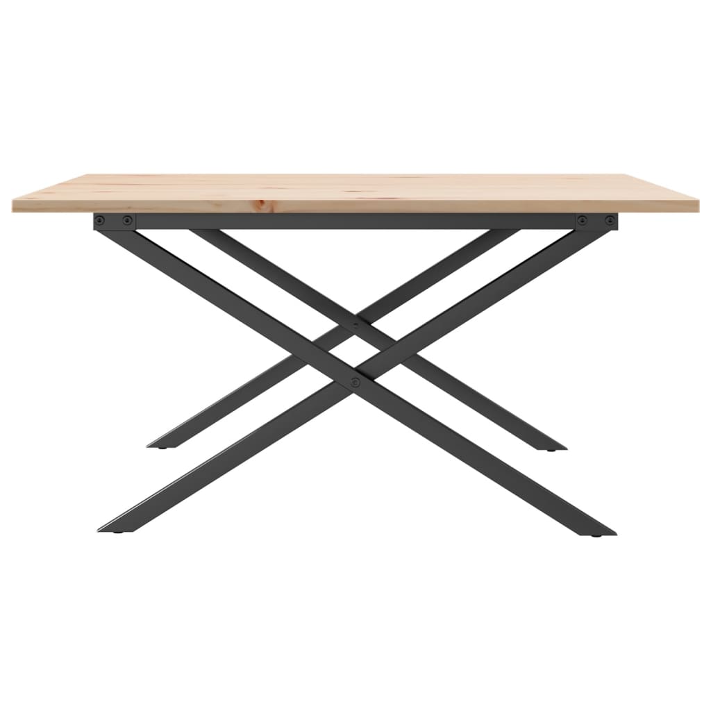 Stolić za kavu X-oblika 80x80x45 cm borovina i čelik