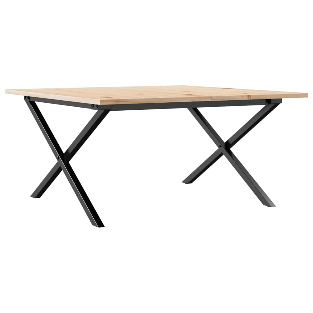 Stolić za kavu X-oblika 80x80x45 cm borovina i čelik