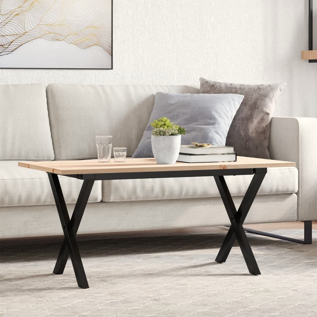 Stolić za kavu X-oblika 90x40x45 cm borovina i čelik