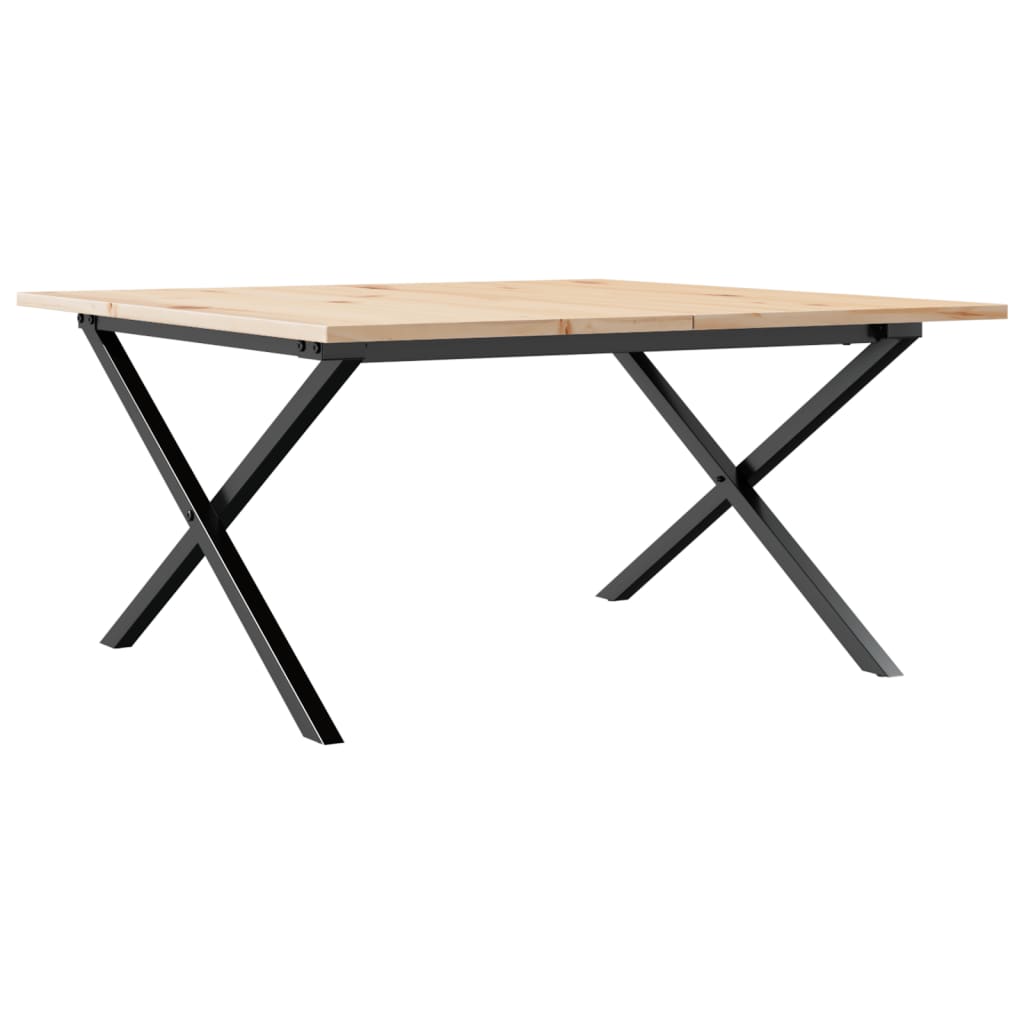 Stolić za kavu X-oblika 90x90x45 cm borovina i čelik