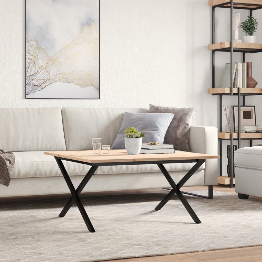 Stolić za kavu X-oblika 90x90x45 cm borovina i čelik