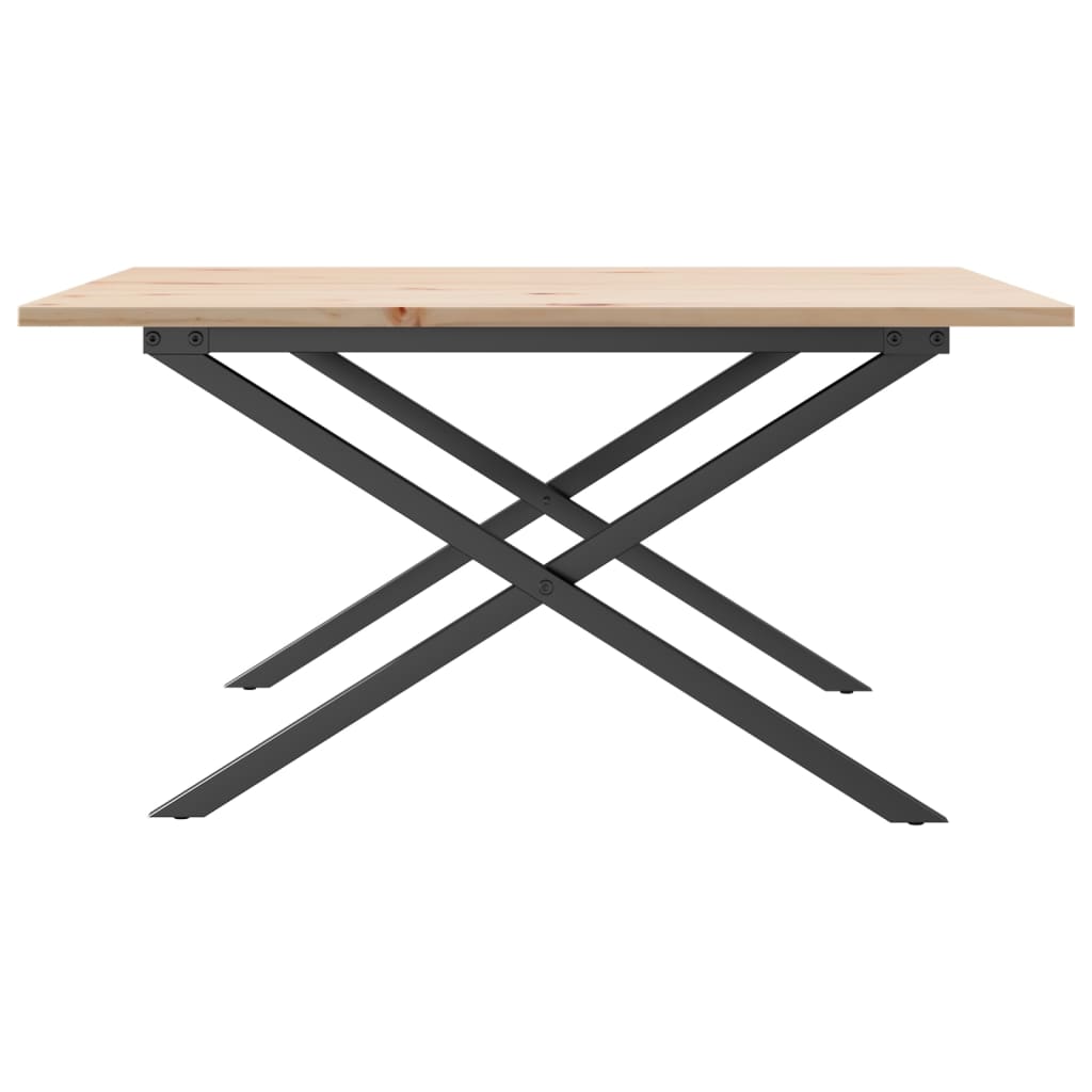 Stolić za kavu X-oblika 90x90x45 cm borovina i čelik