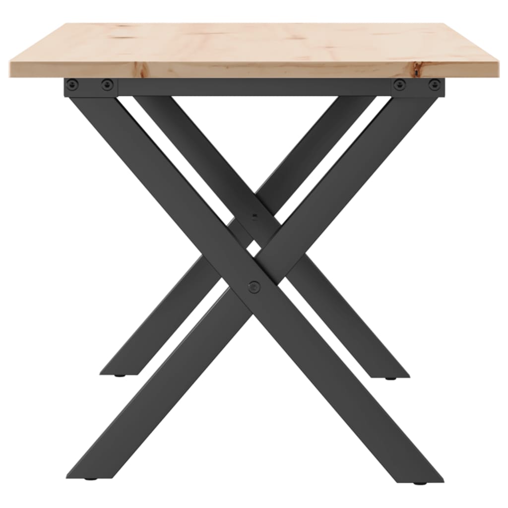 Stolić za kavu X-oblika 100x50x45cm borovina i čelik