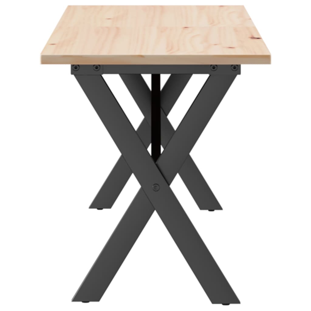 Stolić za kavu X-oblika 160x40x45cm borovina i čelik
