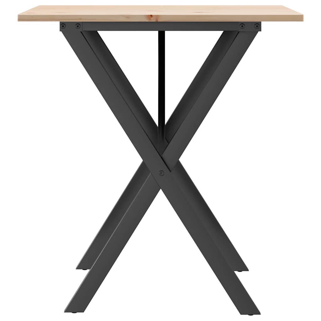 Blagovaonski stol X-oblika 70x70x75 cm od borovine i čelik