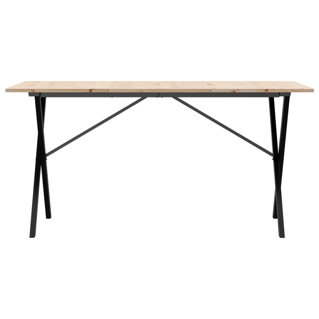 Blagovaonski stol X-oblika 140x80x75 cm od borovine i čelik