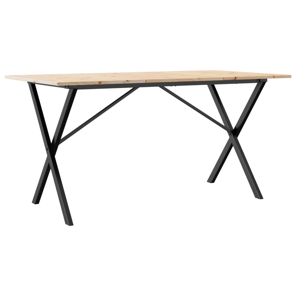 Blagovaonski stol X-oblika 140x80x75 cm od borovine i čelik