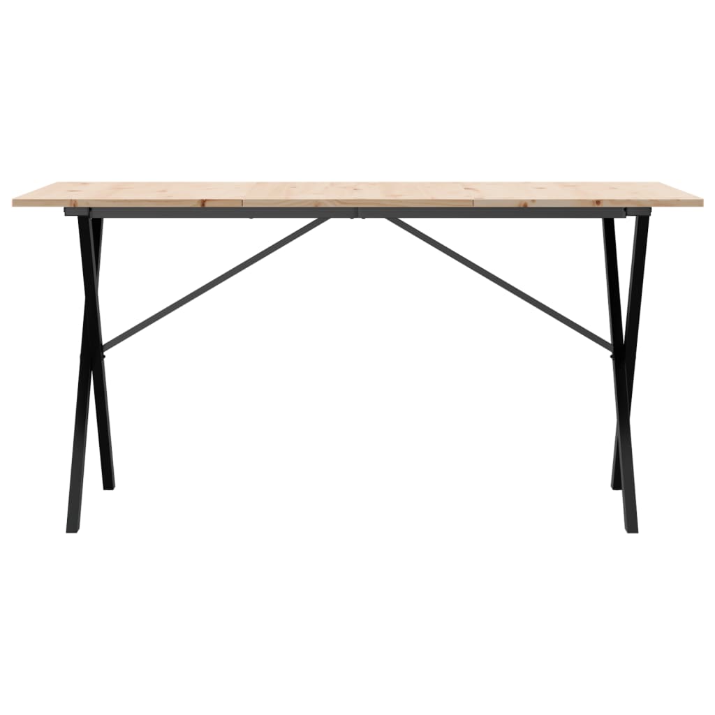 Blagovaonski stol X-oblika 160x80x75 cm od borovine i čelik