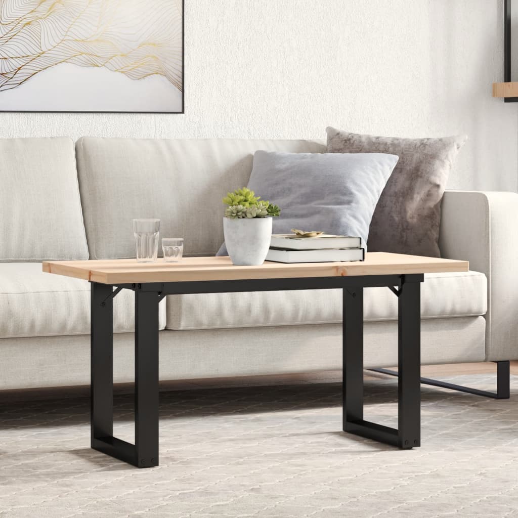 Stolić za kavu O-oblika 90x40x45,5 cm od borovine i čelik